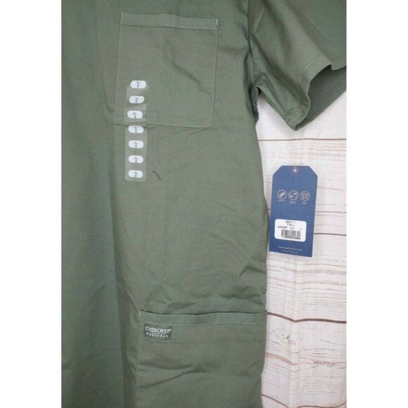 Men's Tall Olive Green 2-Way Stretch Scrub Top Style WW695T - Durable - Picture 3 of 12